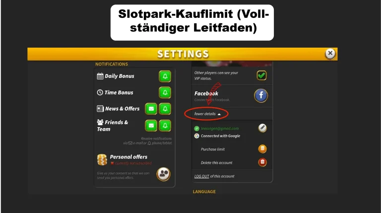 Slotpark-Kauflimit