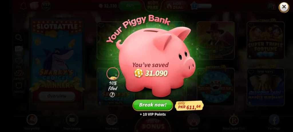 Slotpark Piggy bank bonus